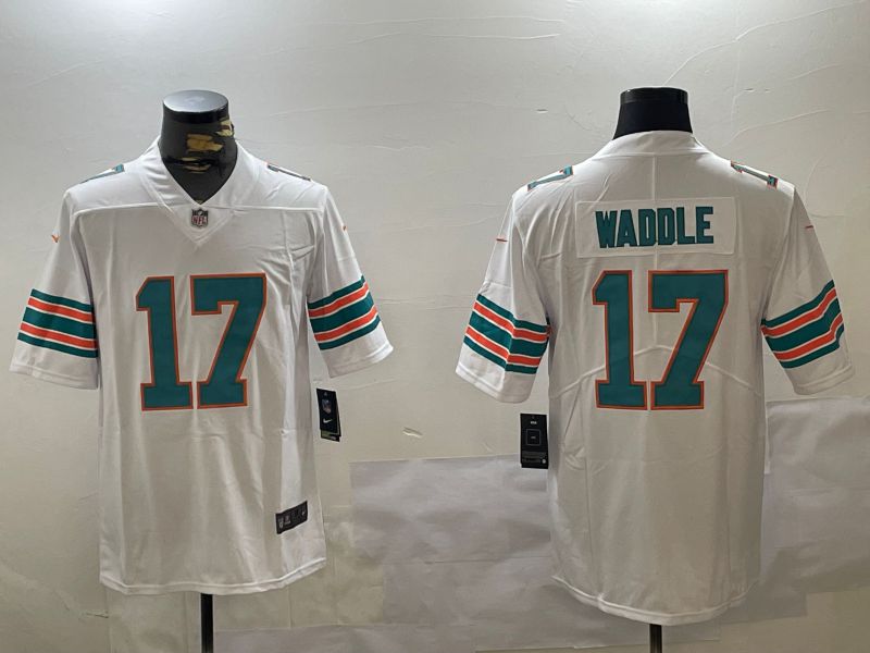 Men Miami Dolphins 17 Waddle White 2024 Nike Limited NFL Jersey style 1